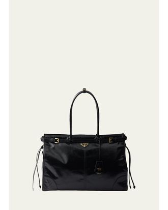 Prada Bonnie Glossy Leather Tote Bag