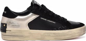 Crime London Black Leather Silver Sneakers