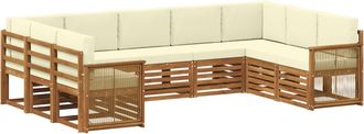 vidaXL Conjunto De Sof&aacute;s De Exterior 7 Uds. Natural Y Crema Vidaxl