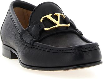 Valentino Garavani Womens Black Buffalo Leather Slip-On Loafers