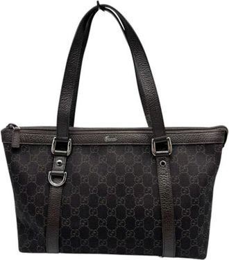 Gucci Pre-owned Tote Bags, female, Black, Size: ONE SIZE Pre-owned Canvas Tote Bag