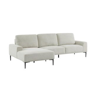 Sweeek Sof&aacute; de tela y metal, 3 plazas, crema