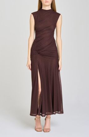 Wayf Sarielle Polka Dot Midi Dress in Brown Polka Dot at Nordstrom, Size X-Large