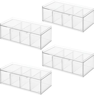iDesign Set of 4 Stackable 4-Section Tea Storage Drawers - Clear at Nordstrom