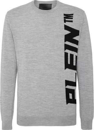 Philipp Plein Pullover Ronde Hals - Heren - Ronde hals truien - Grijs - L - Wol - Truien & Vesten