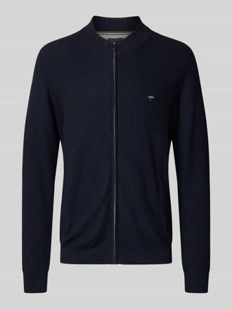 Fynch-Hatton Fynch-Hatton Strickjacke mit Logo-Stitching in Marine, Größe XXL