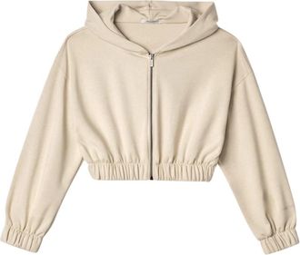 Hinnominate Beige hoodie met cropped snit - Dames - Vesten met rits - Beige - S - Hoodies & sweatvesten