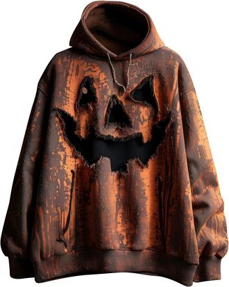 Generic Halloween Costumes for Woman Halloween Hoodies for Women Oversized Sweatshirt Fashion Pumpkin Graphic Print Pullover, Lightweight Comfortable Fall Lou
