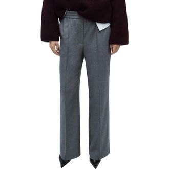 Mango High Waist Wide Leg Pants in Grey at Nordstrom, Size 6