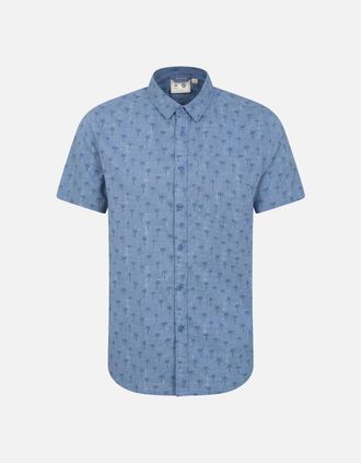 Mountain Warehouse Mens Mountain Warehouse Mens Preston Illustration Palm Tree Shirt - Blue - Size: Regular/36