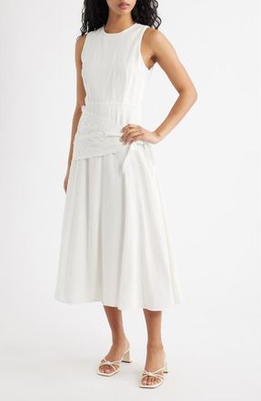 Mango Embroidered Handkerchief Midi Dress in Ecru at Nordstrom, Size 10