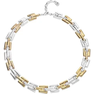 UNOde50 Necklace Plated in Half Sterling Silver Half 18K Gold with Links in Silver And Gold at Nordstrom