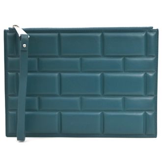Bottega Veneta Green Leather Clutch Bag (Pre-Owned)