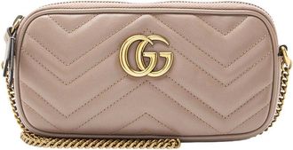 Gucci Beige Matelasse Leather Gg Marmont Small Crossbody (Authentic Pre-Loved)