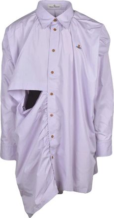 Vivienne Westwood Asymmetric Lavender Shirt with Button Closure and Draped Design