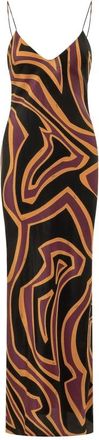 Pucci Labirinto Print Crepe de Chine Jurk - Dames - Maxi kleedjes - Veelkleurig - L - Kleedjes