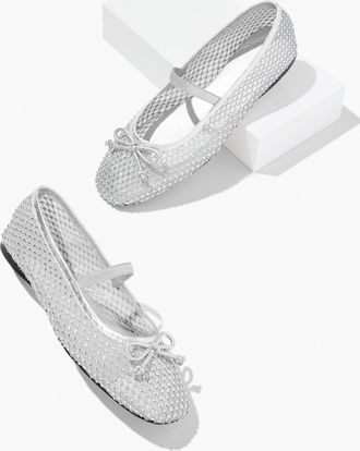 Talbots Blaine Soft Sole Mesh Rhinestone Ballet Flats - Silver - 10 1/2 M Talbots
