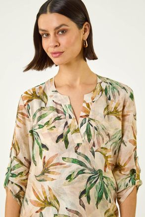 Roman Leaf Wrap Hem Tunic Top