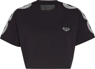 Philipp Plein T-shirt Crop Round Neck SS Crystal Cable