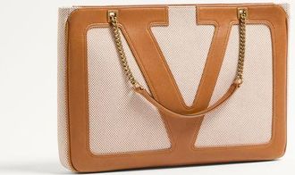 Valentino Garavani Borsa Shopping Media Valentino Garavani Viva Superstar In Canvas Donna NATURALE/SPEZIA UNI