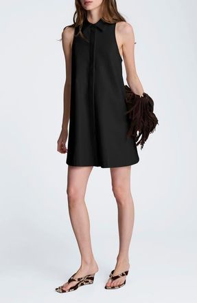 Kenneth Cole Sleeveless Faux Leather Trapeze Minidress in Black at Nordstrom, Size 14