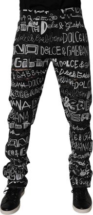 Dolce & Gabbana Mens Black Cotton Logo Print Straight Denim Jeans Clothing