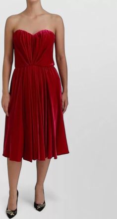 Dolce & Gabbana silk strapless midi dress