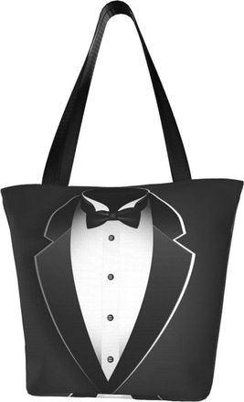 AOOEDM Tuxedo Reusable Grocery Bag Shopping Bag Casual Shoulder Bag Handbag for Men Women ECO Market Bag Beach Bag Travel Totes