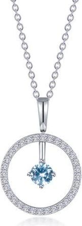 Lafonn Simulated Diamond Lab-Created Birthstone Reversible Pendant Necklace in Aqua/March at Nordstrom Rack, Size 20