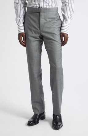 Tom Ford Shelton Wool Sharkskin Tapered Pants in Tal Light Grey at Nordstrom, Size 54