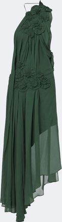 Victoria Beckham Floral-appliqu&eacute; one-shoulder silk cocktail dress