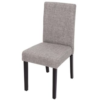 Hhg D&eacute;coshop26 - Silla Comedor Cocina En Tela Gris Claro, Patas De Madera Oscura, Dise&ntilde;o Moderno 040002356