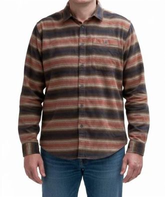 Eddie Bauer Soft Button Up Flannel Shirt In Rust Clay Brown Stripe