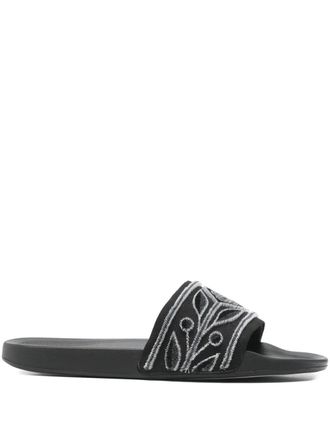 Casablanca embroidery slide sandals - Black
