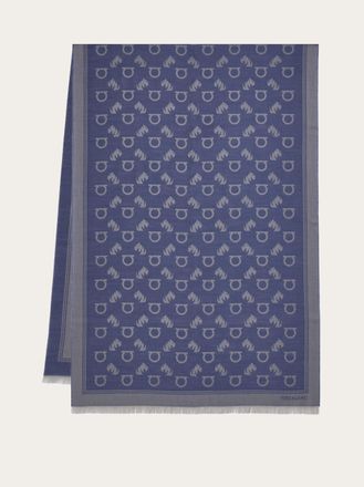 Ferragamo Men Jacquard stole with feline motif Blue