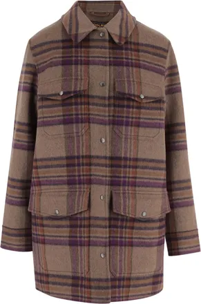 Woolrich Multi Check Pattern Wool-Blend Flap Pockets Shirt
