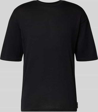 Review Bouclé T-Shirt mit Label-Detail in Black, Größe XL