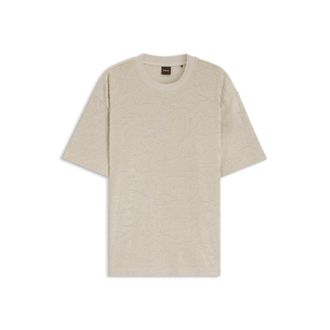 BOSS Floral-jacquard T-shirt in a cotton blend