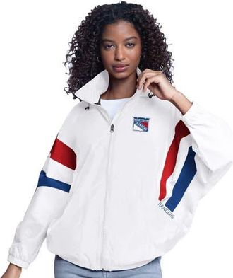G-III Sports by Carl Banks Womens G-III Sports by Carl Banks White New York Rangers Game News Oversized Full-Zip Hoodie Jacket at Nordstrom, Size X-Large