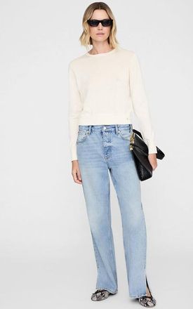Anine Bing Moni Crop Sweater in Ivory at Nordstrom, Size X-Small