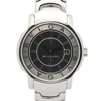 Bulgari Pre-owned Watches, female, Black, Size: ONE SIZE Pre-owned Solo Tempo Stainless Steel Watch