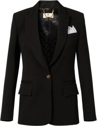 Elisabetta Franchi Cotton Gabardine Jacket - Dames - Blazers - Zwart - L - Katoen - Jassen