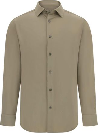 Boggi Milano Overhemden, Heren, Beige, XL, Nylon, B Tech Slim Fit Stretch Nylon Overhemd