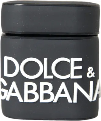 Dolce & Gabbana Black White Silicone Embossed Logo Airpods Case Pvc Polycarbonate Rubber Accessory
