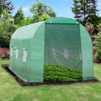 OUTSUNNY Invernadero Caseta 445x200x200 Cm Invernadero De Jard&iacute;n Con 6 Ventanas Y Cubierta De Polietileno Pe 140g/m&sup2; Para Cultivar Plantas Verduras