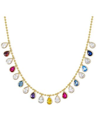 Liv Oliver 18K Plated 6.75 Ct. Tw. Semi Precious Stones Cz Drape Necklace