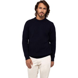 Celtic & Co. British Ribbed Fishermans Sweater in Dark Navy at Nordstrom, Size Small