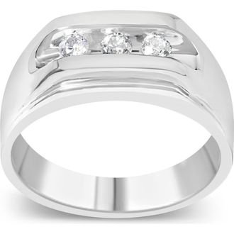 House of Brilliance Mens Silver 1/3 Cttw Diamond Channel Set 3 Stone Ring Band at Nordstrom, Size 12