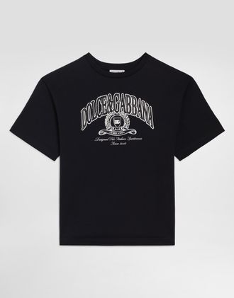 Dolce & Gabbana Jersey T-shirt With Logo - Man Collection Blue 10 Years