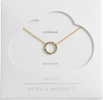 Estella Bartlett Cubic Zirconia Circle Pendant Necklace in Gold at Nordstrom